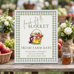Gingham Frisch vom Markt Farm Schild Junggesellinn