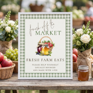 Gingham Frisch vom Markt Farm Schild Junggesellinn