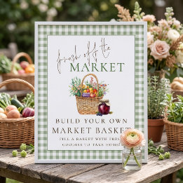 Gingham Frisch vom Markt Korb Schild Junggesellinn