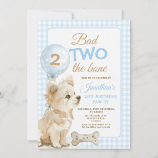 Gingham-Geburtstagsparty für den schlechten Hund z Einladung