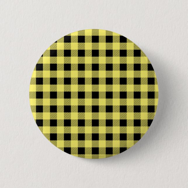 Gingham-Gelb und Schwarzes Button (Vorderseite)