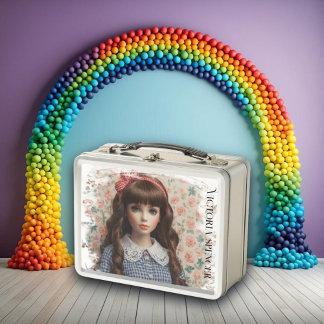 Gingham Girl Whimsical Vintag Metall Brotdose