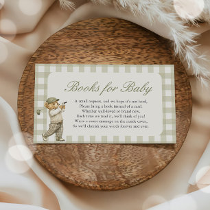 Gingham-Golf-Baby-Shower-Bücher für Baby Begleitkarte