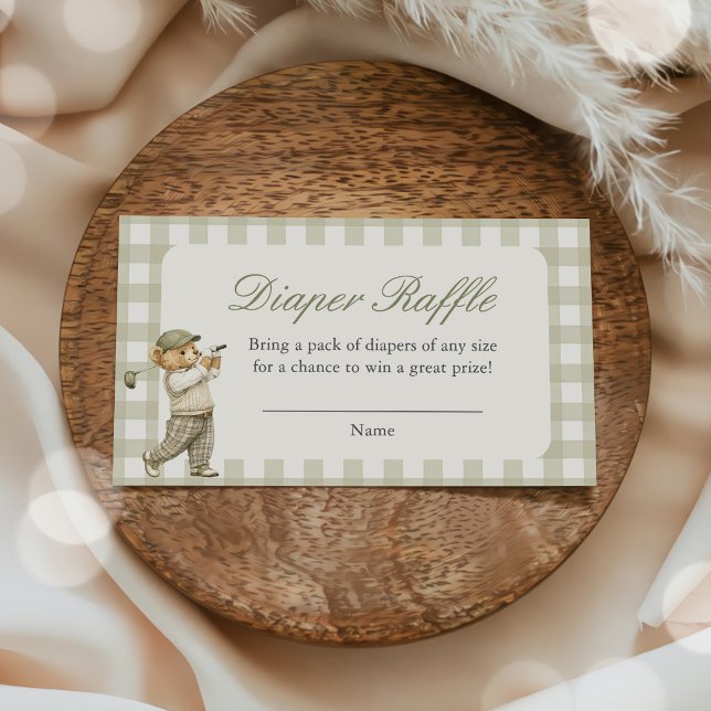 Gingham-Golf-Baby-Shower-Windel-Raffel Begleitkarte (Von Creator hochgeladen)