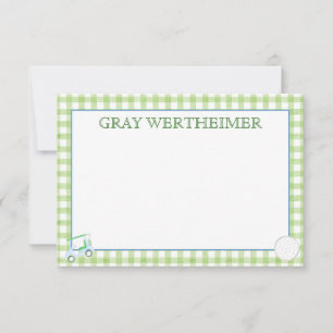 Gingham Golf Stationery Dankeskarte
