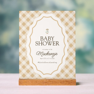 Gingham Goose Baby Dusche Akryllische Begrüßungsze Acrylschild
