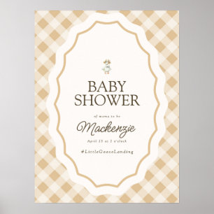Gingham Goose Baby Dusche Begrüßungszeichen Poster