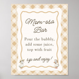 Gingham Goose Baby Dusche Mimosa Bar Sign Poster