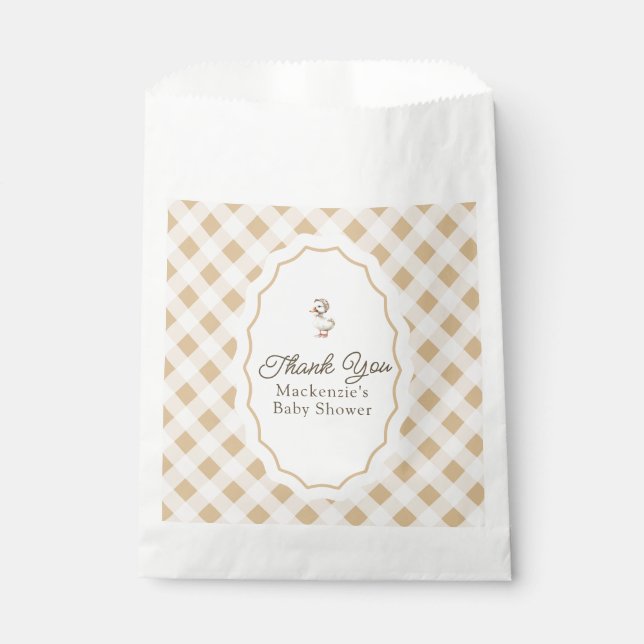 Gingham Goose Baby Dusche Vielen Dank Geschenktütchen (Vorderseite)