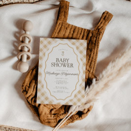 Gingham Goose Gender Neutral Baby Shower Einladung