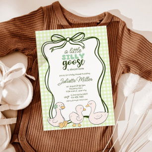 Gingham Goose Gender Neutral Baby Shower Einladung