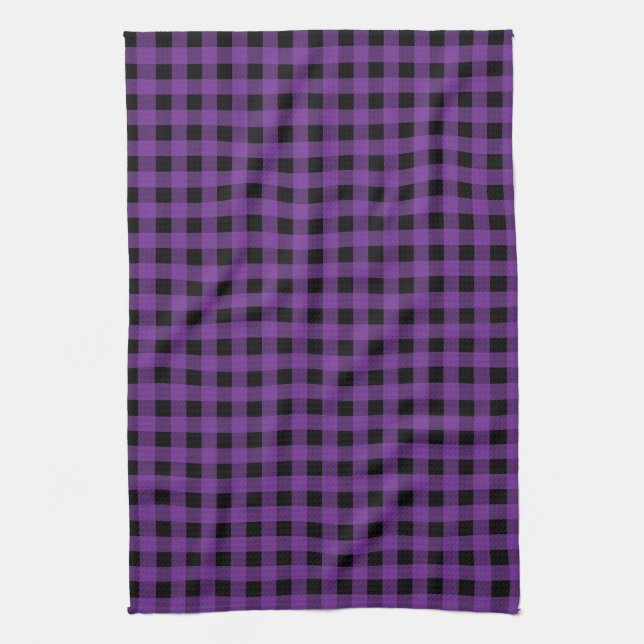 Gingham Grape und Black Geschirrtuch (Vertikal)