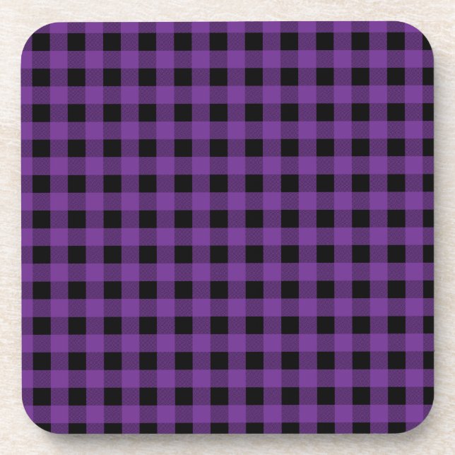 Gingham Grape und Black Getränkeuntersetzer (Vorderseite)