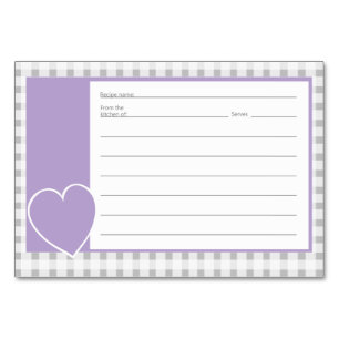 Gingham Gray Schachbrett Pattern Recipe Cards Tischnummer