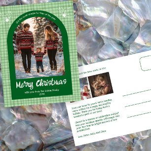 Gingham Green Christmas Custom Arch 3 Foto Feiertagspostkarte