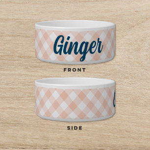 Gingham Green Pink Dog Katze Pet Bowl Napf