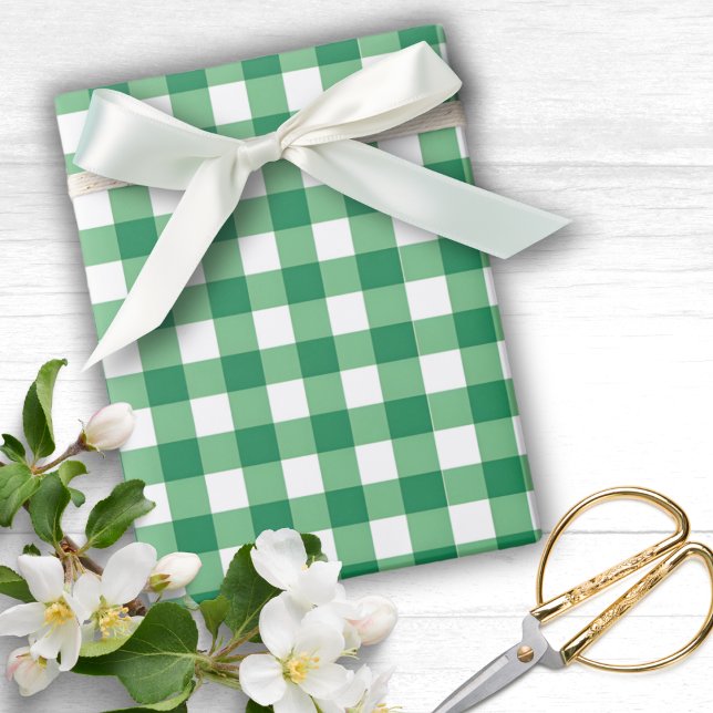 Gingham Green und White Kariert Geschenkpapier (Gingham Green And White Plaid Wrapping Paper
)