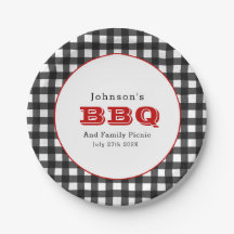 Gingham GRILLEN Family Picnic Paper Plate