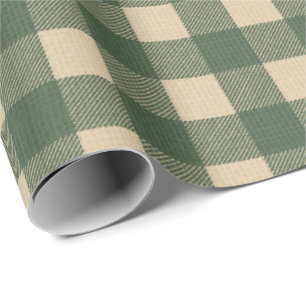 Gingham Grün Rustikales Land Geschenkpapier