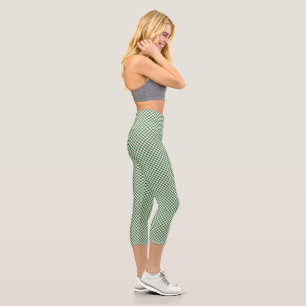 Gingham Grün und Weiß Kariert Weihnachten Capri Leggings