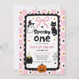 Gingham Gruseliger Erster Halloween Geburtstagspar Einladung