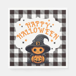 Gingham Halloween Napkin, Karo Schwarz und Weiß Serviette