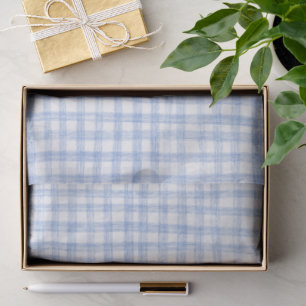 Gingham Hand Gezeichnet Modernes Niedliches Blaues Seidenpapier