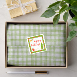 Gingham Handgezeichnet Modern Süß Grün Weiß Preppy Seidenpapier