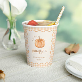 Gingham-Herbstkleines Kürbis-Baby-Shower Pappbecher