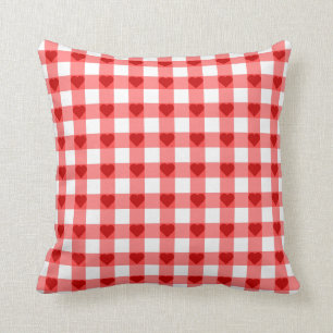Gingham-Herzen Kissen