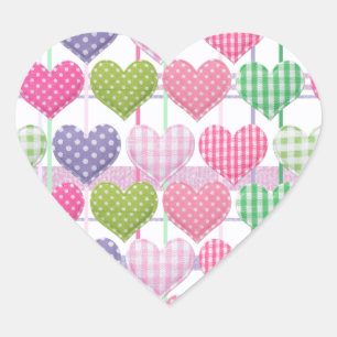 Gingham-Herzen-Muster Herz-Aufkleber