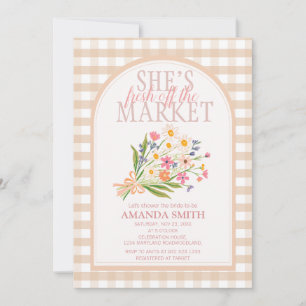Gingham Hochzeitsshower - Frisch vom Markt Einladung