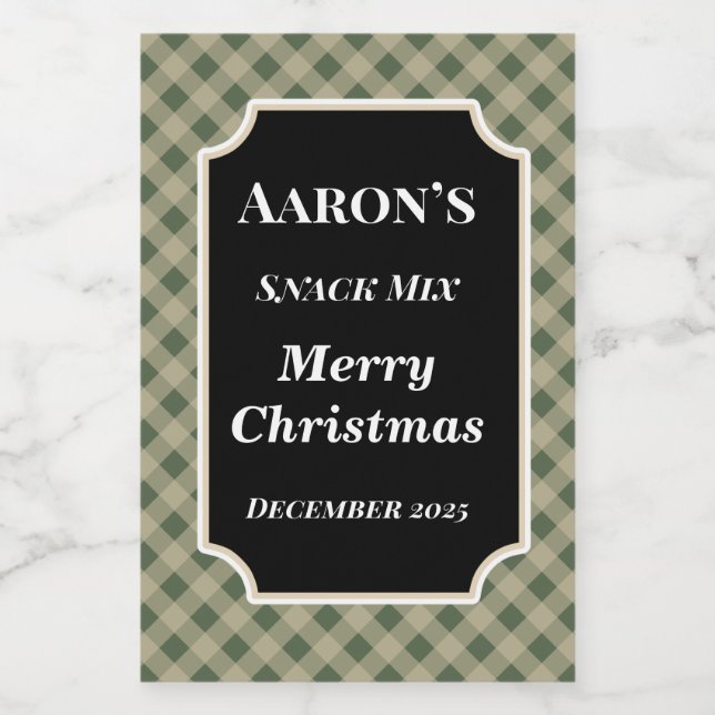 Gingham Holiday Food Kitchen Labels Gift Stickers Lebensmitteletikett (Einzelnes Label)