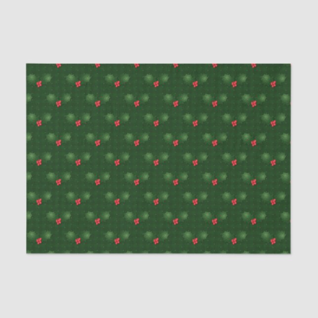Gingham Holly Berries Seidenpapier (Vorderseite)