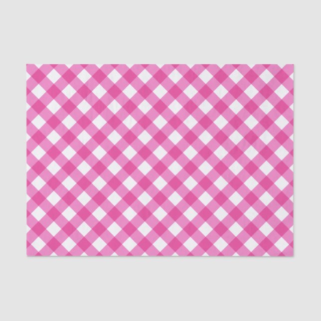 Gingham Hot Pink und White Pattern Seidenpapier (Vorderseite)
