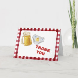 Gingham Huggies Chuggies Beer Diaper Baby Shower  Dankeskarte