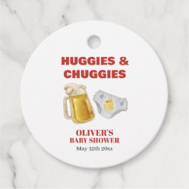 Gingham Huggies Chuggies Beer Diaper Baby Shower  Geschenkanhänger