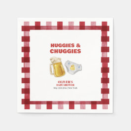 Gingham Huggies Chuggies Beer Diaper Baby Shower  Serviette