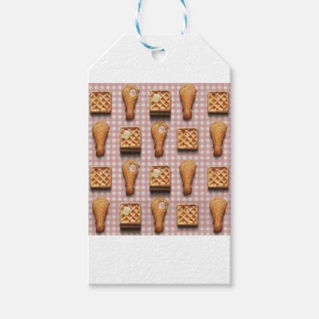 Gingham-Hühnchen-Waffeln Geschenkanhänger (Vorderseite)