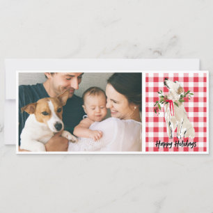 Gingham-Hund-Weihnachtsgrußkarte Feiertagskarte