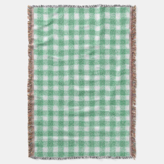 Gingham in Nappalindgrün  Decke (Vorderseite Vertikal)