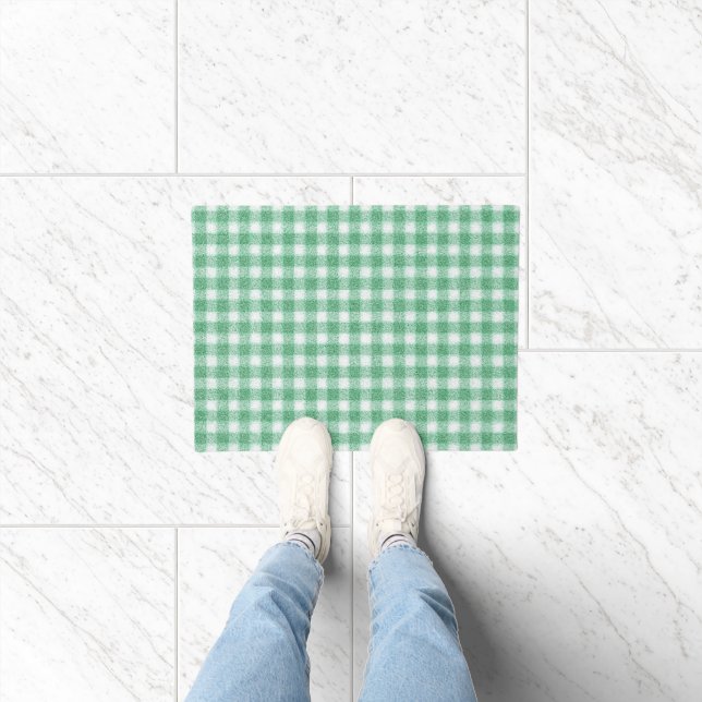 Gingham in Nappalindgrün  Fußmatte (Indoor)