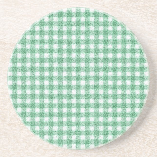 Gingham in Nappalindgrün  Getränkeuntersetzer (Vorne)