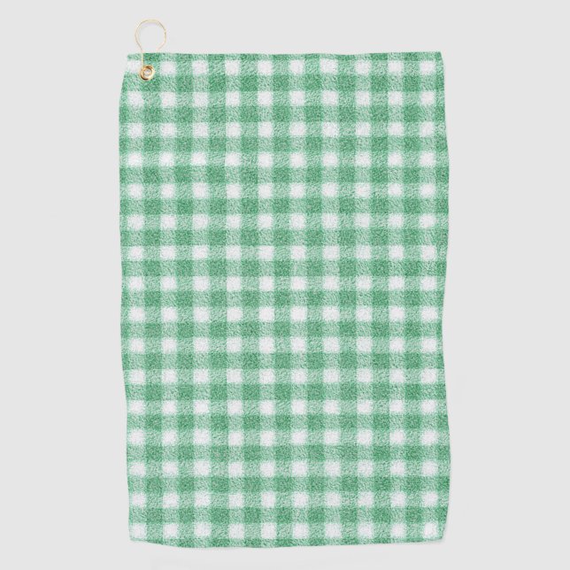 Gingham in Nappalindgrün  Golfhandtuch (Vorderseite)