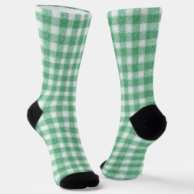 Gingham in Nappalindgrün  Socken (Gewinkelt)