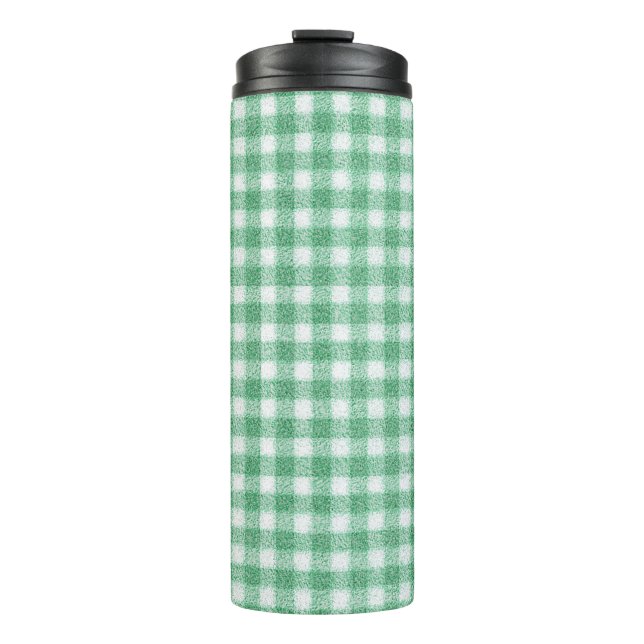 Gingham in Nappalindgrün  Thermosbecher (Vorderseite)