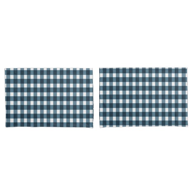 Gingham Indigo Blue Pattern Kissenbezug (Vorderseite-Set)