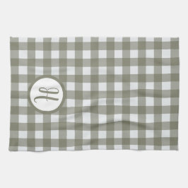 Gingham Initial Monogram Sage Green Karos Geschirrtuch