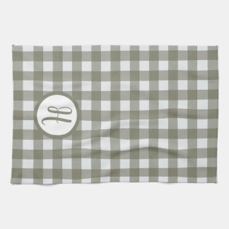 Gingham Initial Monogram Sage Green Karos Geschirrtuch