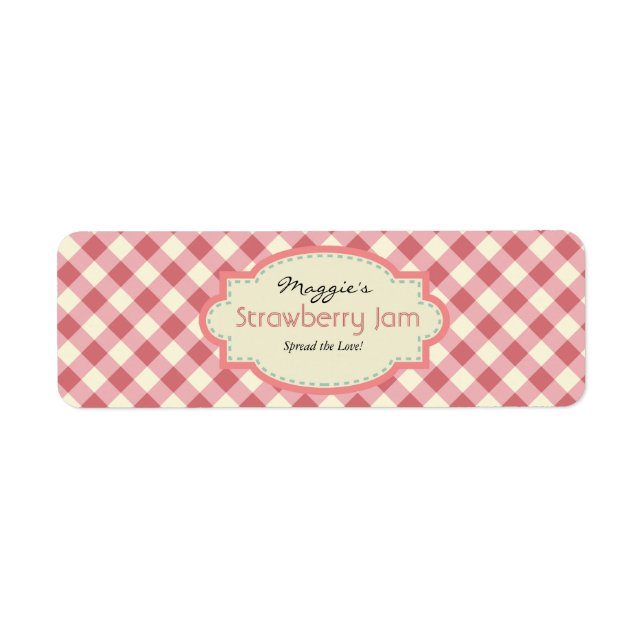 Gingham Jam Jar Labels, Anpassen (Vorne)